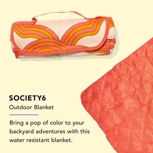 Society6 Vibrant Blanket with Retro Orange and Pink Patterns NWT!